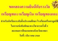 การแข่งขันทักษะทางวิชาการครั้งที่ 9 สมาคมการศึกษาเอกชนจังหวัดสงขลา ระดับชั้น “ประถมศึกษา” โรงเรียนศรีนครมูลนิธิ